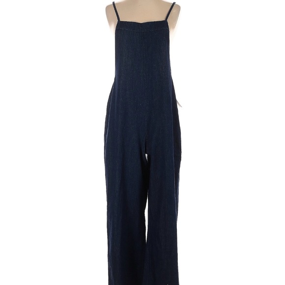 En Creme Navy Wide Leg Jumpsuit - Picture 1 of 3